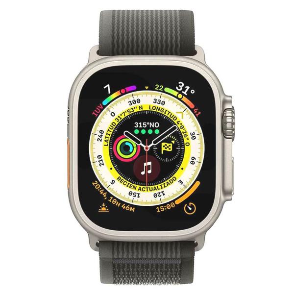 Apple Watch Ultra (GPS + Cellular, 49mm, Caja Titanio Natural) - Correa Trail Negra/Gris (Talla M/L)