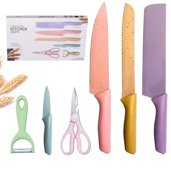 Juegos De Cuchillos De Cocina Coloridos De 6 Pcs