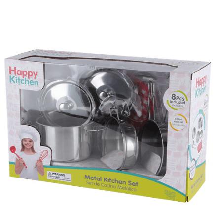 Set De Cocina Metálica 8 Piezas Happy Kitchen.