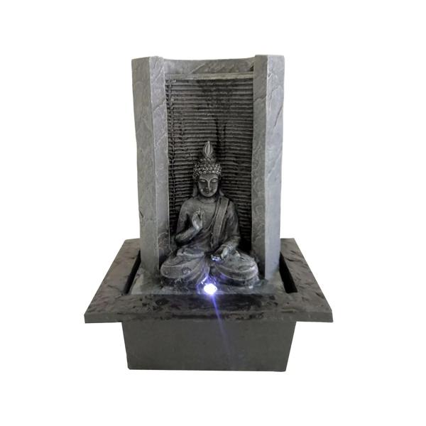 Fuente Agua Columna 25 cm Buda Sentado LED Outzen