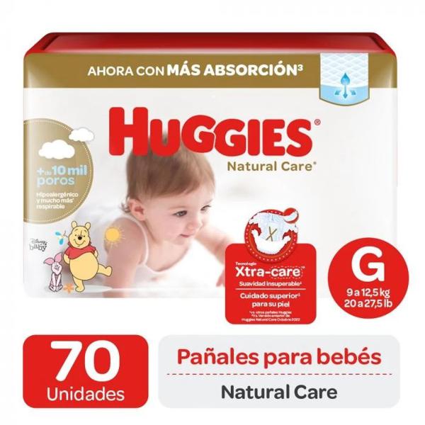 Pañales Huggies Natural Care G 70 un