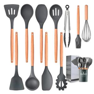 Set De 12 Piezas Utensilios De Cocina Silicona Gris