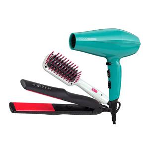 Tricombo Alisador Ergostyle + Cepillo Alisador Hot Brush + Secador Aqua Brilliant Gama