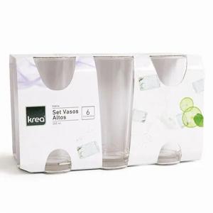 Set 6 Vasos Altos Lisos Básicos 255 ml Krea