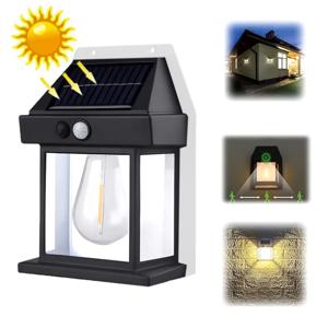 Foco Solar Luz Cálida 1 Ampolletas Sensor De Movimiento