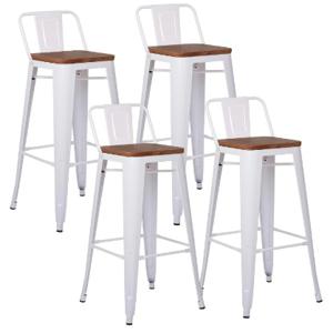 Pack 4 Pisos De Bar Tolix Con Asiento De Madera Novahus