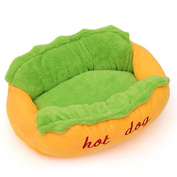 Cama Suave Acolchada Mascotas Hot Dog (Talla S)