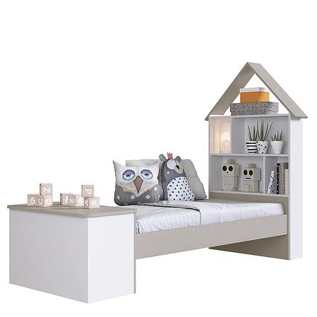 Cama infantil Con baúl Y Estante Casita Amore Kidscool