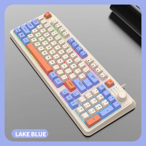 Teclado Retroiluminado K82 Para Juegos, Con Cable USB, Perilla Para Volumen