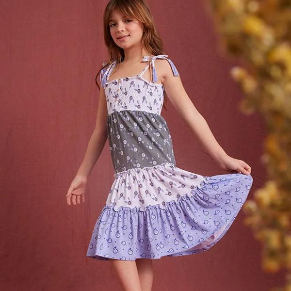 Vestido Estampado Con Panal De Abeja Y Tira Con Flecos Umbrale