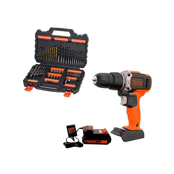 Taladro Atornillador 20v + Set De Accesorios Black+Decker