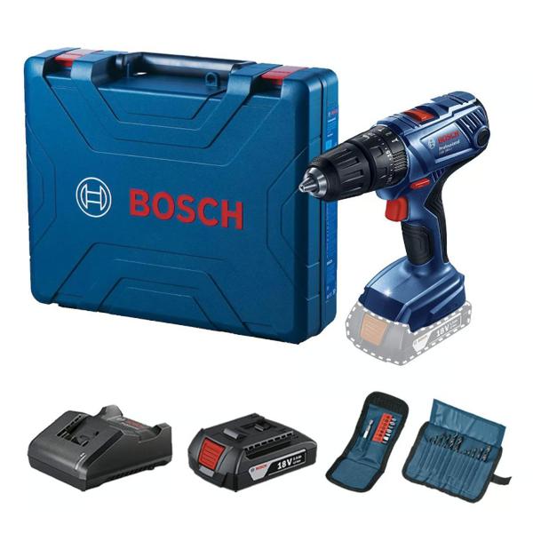 Taladro Inalámbrico Percutor 13 mm 18V + 1 Batería + 23 Accesorios Bosch