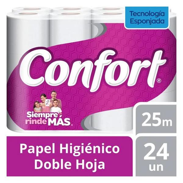 Papel Higiénico Doble Hoja 25M 24 Unidades Confort