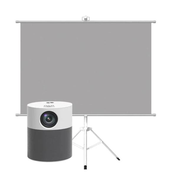 Proyector Led Portátil 360º + Telón Mural 60 Pulgadas Levo