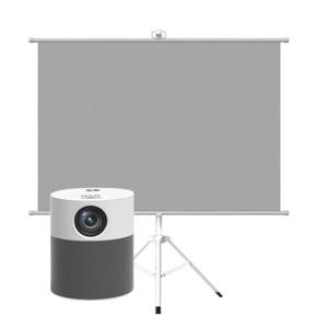 Proyector Led Portátil 360º + Telón Mural 60 Pulgadas Levo