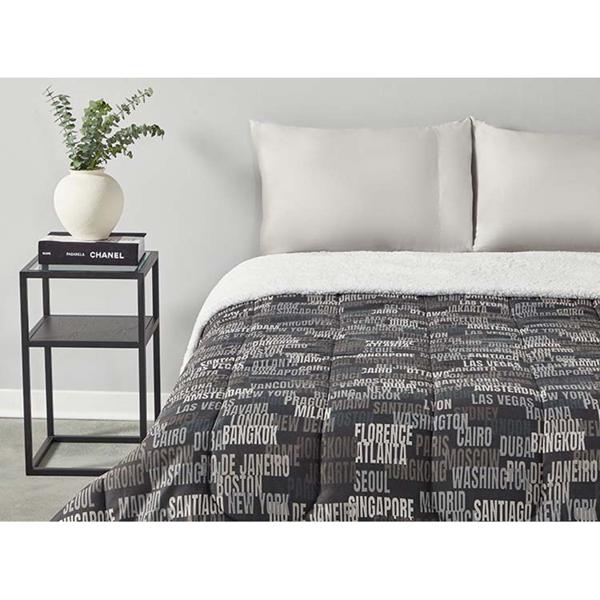 Plumon Ripley Home Sherpa Letras Gris 2 Pl Descuentoff