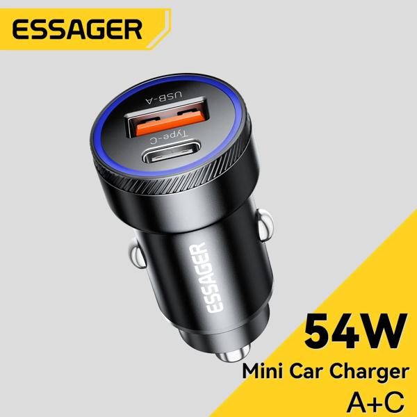 Cargador USB Para Auto 54W, Tipo C y Tipo A