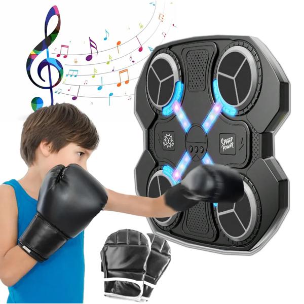 Máquina De Boxeo + Guantes Bluetooth Musica Niños Recargable