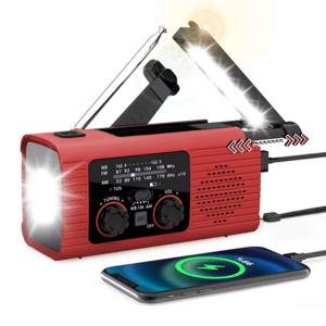 Radio Linterna De Emergencia AM/FM, NOAA, Energía Solar, Manivela y USB, Carga Celular