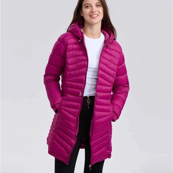 Parka Mujer Larga Básica Malva Oscuro