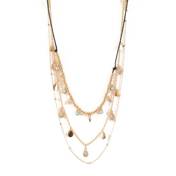Collar Hippie Chic Triple Dorado Amphora