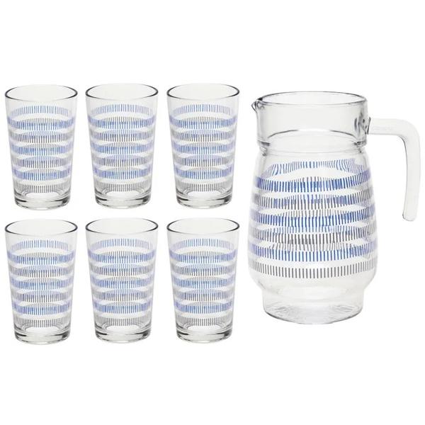 Jarro 1.3 Litros + 6 Vasos 220 Ml Líneas Cotidiana.