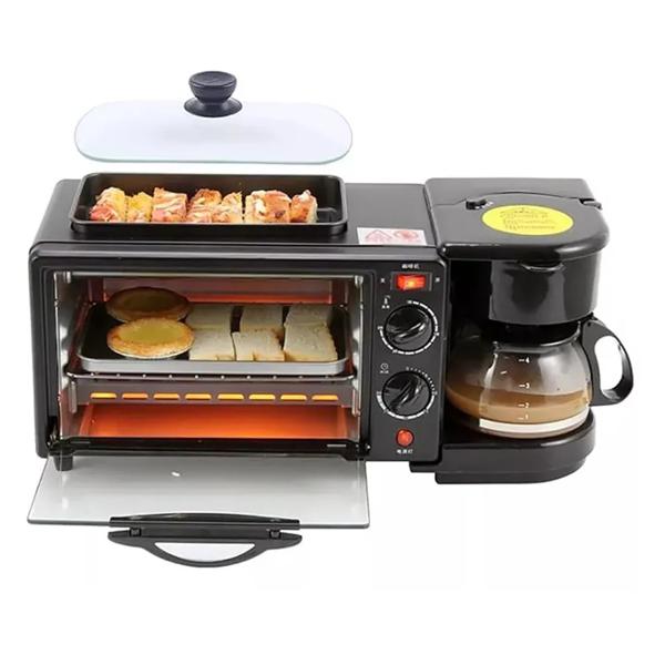 Máquina De Desayuno 3 En 1 Horno Cafetera Plancha Freidora