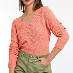 Sweater Regular Manga Larga Cuello V Mujer Kimera