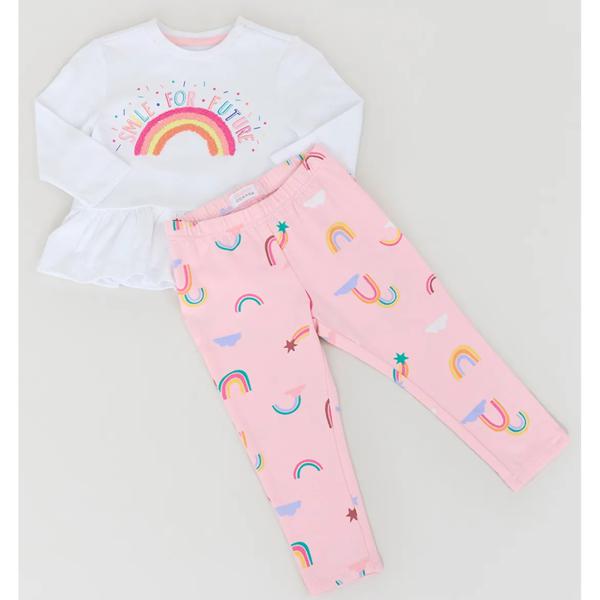 Conjunto Bebe Niña Polera + Calza Blanco