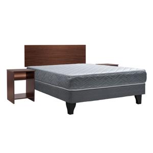 Cama Europea Celta 2 Plazas Cádiz + Respaldo + 2 Veladores Casanova Nogal