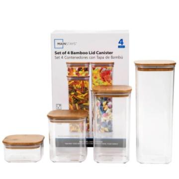 Set 4 Canisters Con Tapa De Bamboo Mainstays