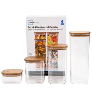 Set 4 Canisters Con Tapa De Bamboo Mainstays