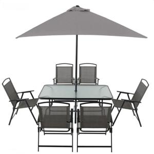 Mainstays Juego Terraza Comedor 6 Sillas Gris