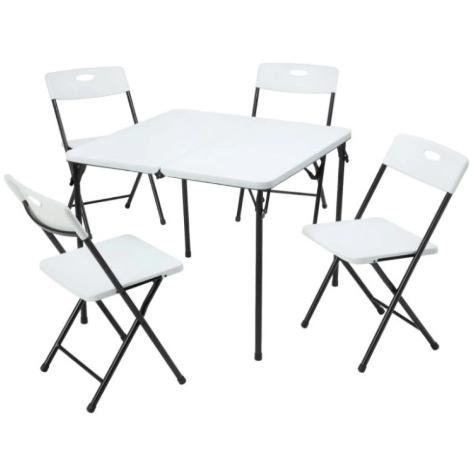 Mainstays Juego Terraza Plegable Con 4 Sillas Blanco