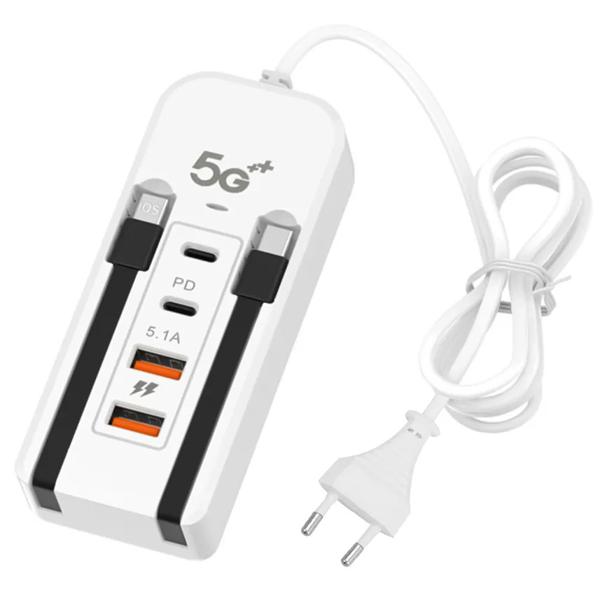 Estación De Carga Para Celulares Usb + Type-C + Lightning