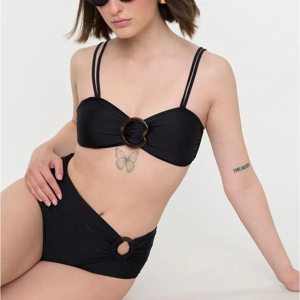 Traje De Baño Bikini Mujer Argollas Negro