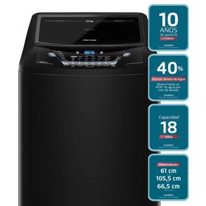 Lavadora Automática Fensa 18Kg Carga Superior Ahorro de Agua Premium Care 18 Negra