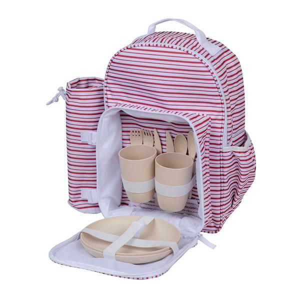 Mochila Cooler con Set de Picnic (lines)