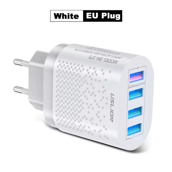 Cargador USB con 4 puertos USB, 48W, 3A, Quik Charge USLION