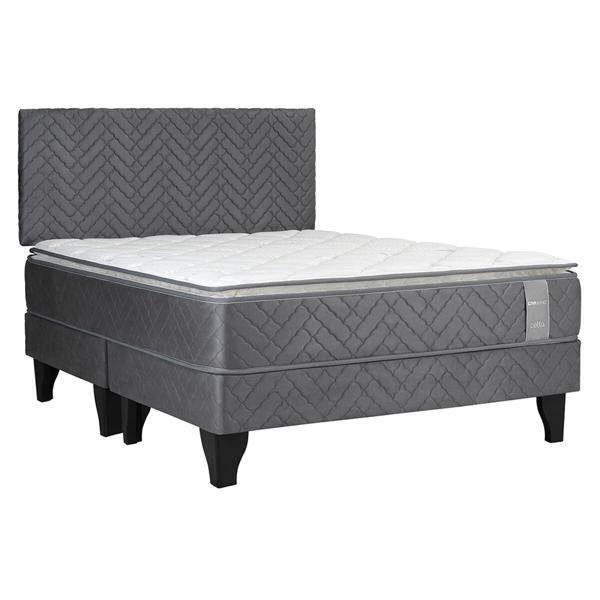 Cama Europea Celta Base Dividida 2 Plazas Carbono + Respaldo Acolchado