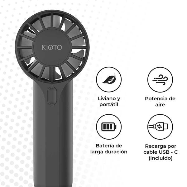 Ventilador de Mano Kioto KF-001, Con Batería Recargable USB