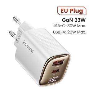 Cargador Toocki 33W GaN, USB C, Pantalla Digital, para iPhone, Samsung, Etc