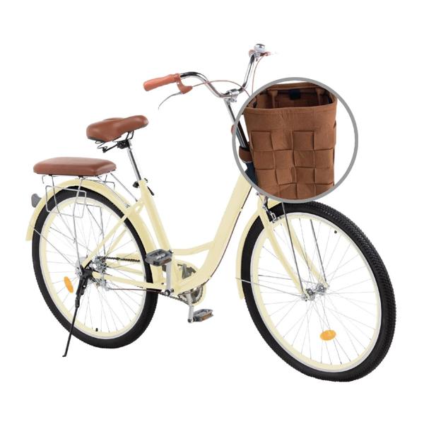 Bicicleta Urbana Aro 26 Vintage Con Canastilla Retro Beige