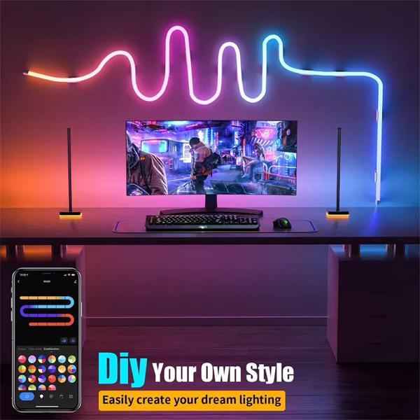 Tira de luces LED Neón RGBIC DC5V, Sincronización de Música, Bluetooth