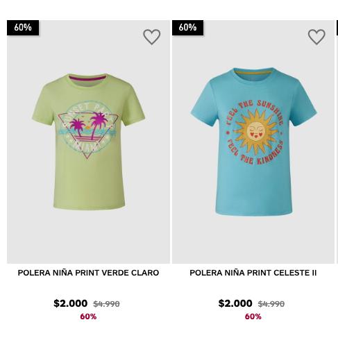 Variedad de Poleras Juveniles a $2.000