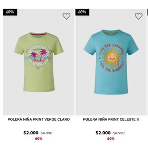 Variedad de Poleras Juveniles a $2.000