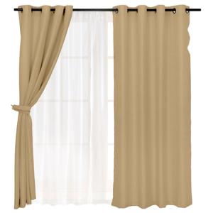 Set Cortina Pucón Texturada 140x220 cm Beige Mashini