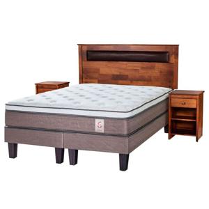Cama Europea New Style 6 2 Plazas Base Dividida + Set Muebles Ferrara Rosen