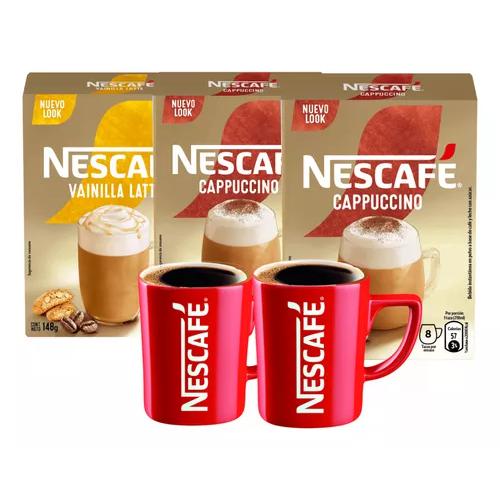 2 Café Nescafé Cappucino + 1 Café Nescafé Vainilla Latte + 2 Tazas