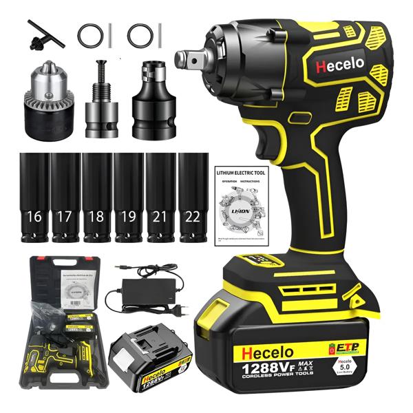 Llave De Impacto Inalámbrica Eléctrica 1/2 Con Batería y Accesorios